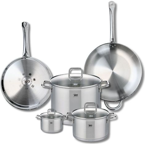 Ensemble de 2 Poêles de cuisson 28 et 32 cm et 3 faitouts 12, 20 et 26 cm Elo Profi Citrin (1/5)