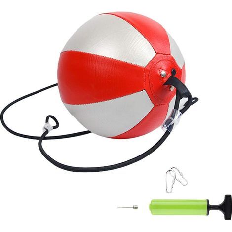 Ballon de boxe avec suspension sur sac de frappe à double extrémité, pour adultes, couleur argent et rouge, taille unique (1/5)