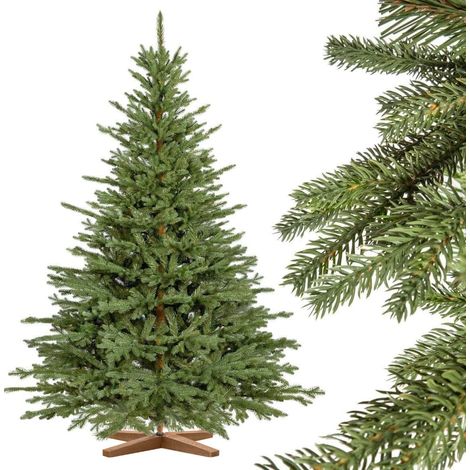 FAIRYTREES Weihnachtsbaum künstlich 180cm BAYERISCHE Tanne Premium Made in EU Christbaum Holzständer Tannenbaum künstlich mit Naturgetreue Spritzguss Elemente