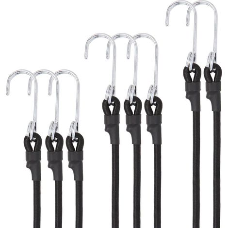 Spanngummi mit Haken 8mm, 60cm, 8er Set, Schwarz (1/5)