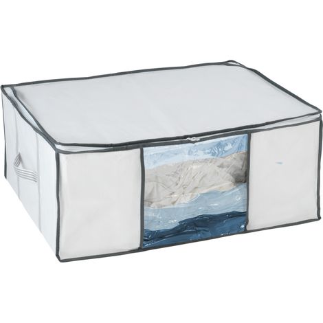 Wenko – Housse de protection sous vide – Boîte de rangement 65x50x25cm – Économie d'espace 75% – Protection contre l'humidité et les mites – Blanc transparent (1/8)