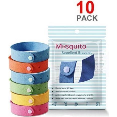 Bracelet anti moustique Idéal pour les activités en plein air Sachet de 10 bracelets en microfibre pour enfants et adultes Pratique et ludique
