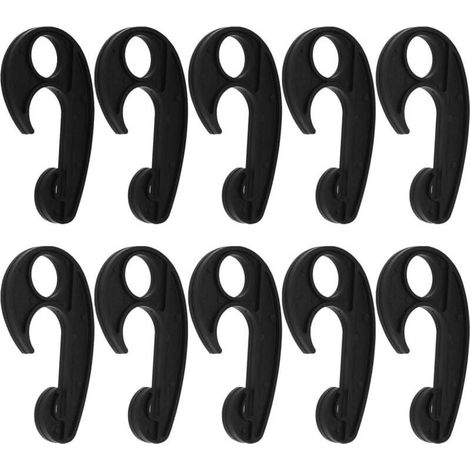 Lot de 10 crochets en plastique noir pour bâche de voiture, crochets pour filet de chargement, filet extensible, support de rangement pour camion (1/3)