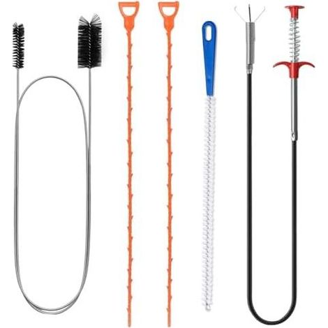 5-teiliges Abflussreinigungs-Set mit Spirale, 160 cm flexibler Klauenzange, Abflussreinigungsset mit Reinigungsbürste für Waschbecken, Dusche, Toilette und Badewanne - (1/5)
