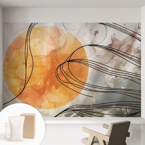 Carta Da Parati Non Tessuto - Con Colla Gratuita - Con Motivi Moderni - Design Elegante Per Pareti Astrazione armonica 152x104 cm (1/5)