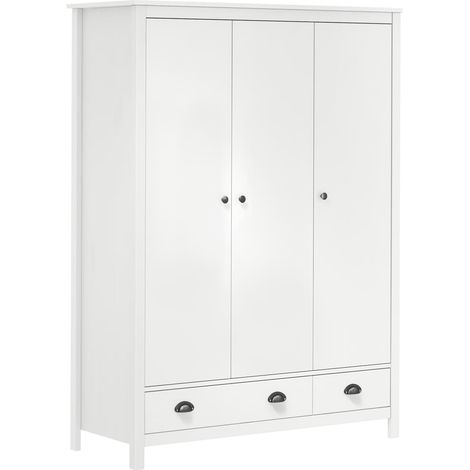 Garde-robe à 3 portes Hill Range Blanc 127x50x170 cm Pin solide 2 (1/5)