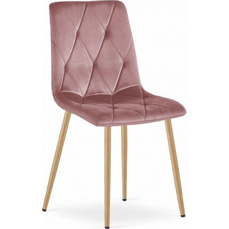 Sedia Libra - velluto rosa / gambe color legno x 1 (1/3)