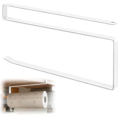 Papierhandtuchhalter – 1 Stück – Weißer Kohlenstoffstahl – Selbstklebende Montage ohne Bohren – Für Küche und Bad – 26 x 11,5 cm (1/5)