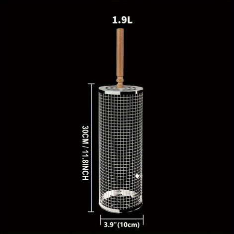 1 Unité : Panier de rôtissage empilable amélioré avec poignée en bois amovible (Acier inoxydable 304) (1/5)