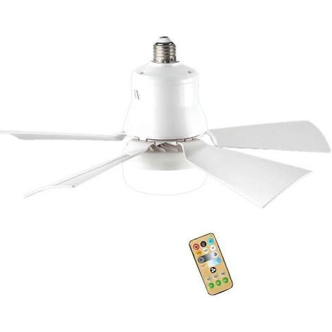 Ventilateur de plafond avec éclairage et télécommande (portée 5 m), culot E27, 3 vitesses, intensité variable, LED, tension 85-265 V, 40 W (1/5)