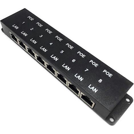 Injecteur PoE passif 8 ports 100 Mbps (POE-8) pour alimentation Ethernet Midspan, caméras IP, points d'accès sans fil et périphériques PoE 24 V/48 V (1/5)