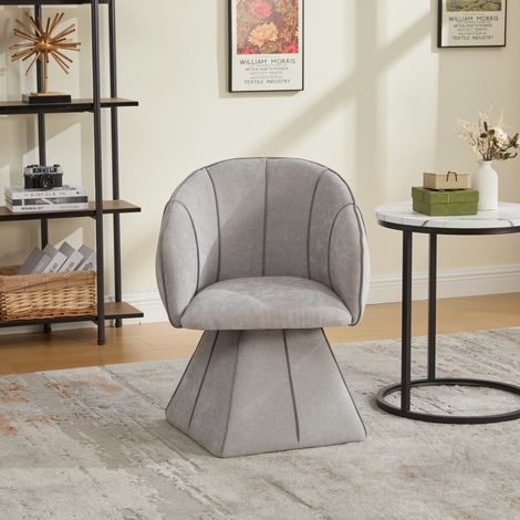 Drehsessel 56x54x74.5 cm Grau aus Chenille mit 360-Grad-Drehfunktion und hoher Rückenlehne (1/5)
