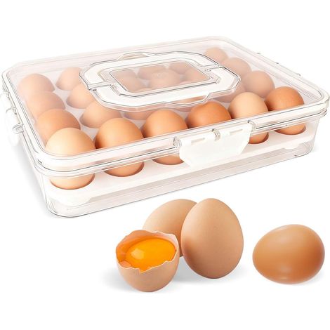 Boîte Œufs Organisateur Frigo 24 œufs, tiroir transparent portable conservation alimentaire (1/4)