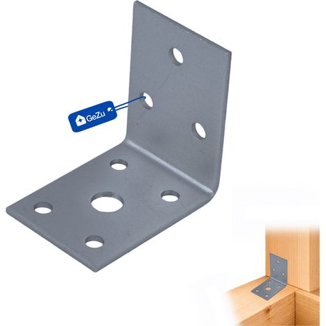 Lot de 18 Équerres d’assemblage 50 x 50 x 35 mm – galvanisé – Renforcées – Connecteurs métal robustes pour charpente et poutres bois – GeZu Impex (1/5)