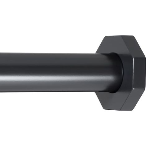 Tringle à rideau - Tringle de tension hexagonale - Pour fenêtre ou douche - 61 à 91 cm - Noir (1/5)
