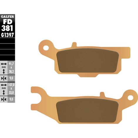 Pastillas de freno Galfer KH446 de metal sinterizado (doradas) para ATV Yamaha YFM 550/700, trasera derecha.