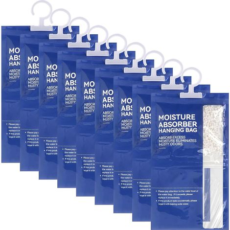 9er-Pack Hänge-Luftentfeuchter für Kleiderschränke – 100 g – Anti-Schimmel-Beutel – Feuchtigkeitsbeständig – Für Keller, Schlafzimmer, Waschküche (1/5)