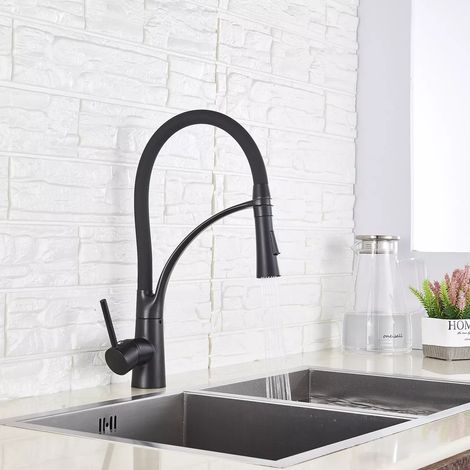 Robinet de cuisine noir douchette extractible robinet 360° robinet d'évier de cuisine (1/5)