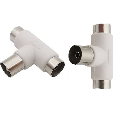 Connettore Spina Antenna Tv a T 9.5 mm Coppia Maschio Femmina Sdoppiatore (1/5)
