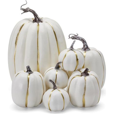 Citrouilles Artificielles - 7 Pièces Citrouilles Blanches Assorties - Décoration Automne Halloween Thanksgiving - Dimensions Variées - En Mousse Dense (1/5)