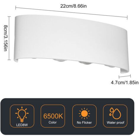 QORVA-Neoglint moderne mur LED appliques 8W haut vers le bas lampe luminaire blanc froid pour couloir couloir salon chambre (1/4)
