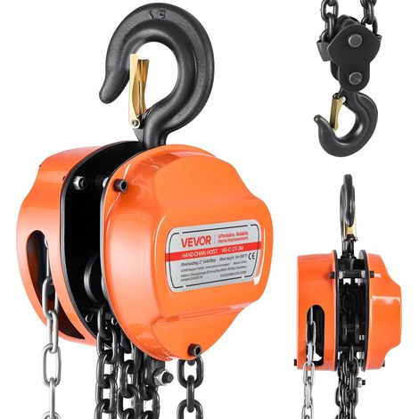 Palan manuel à chaîne, 2 tonnes, chaîne G80 galvanisée, hauteur de levage 3 m, poulie robuste pour garage, entrepôt et machines. (1/5)