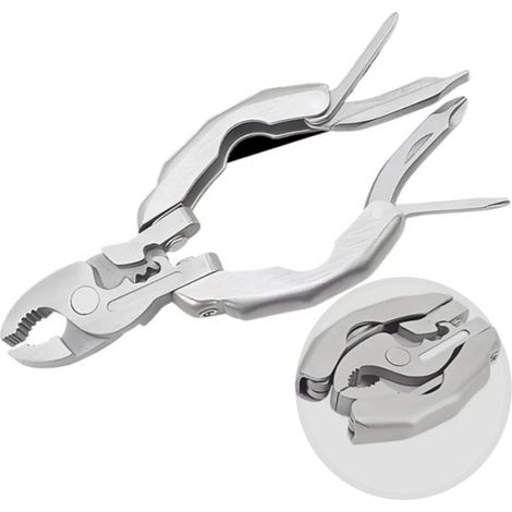 Pince multifonction 10 en 1 avec tournevis et ouvre-bouteille, ensemble d'outils pliables et portables EDC avec mousqueton pour activités de plein air, camping et réparations (1/5)