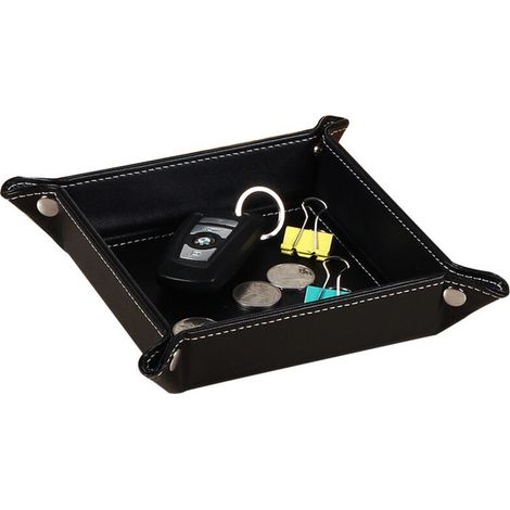 Boîtes de rangement Plateau en cuir pour clés Organisateur, pièces de monnaie, clés, portefeuille et accessoires Plateau de rangement