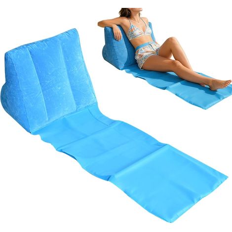 Canapé Gonflable - Dossier Textile Velours Couché Matelas Pliable d'Extérieur à Air - pour Camping, Voyage, Extérieur, Piscine, Été (1/5)