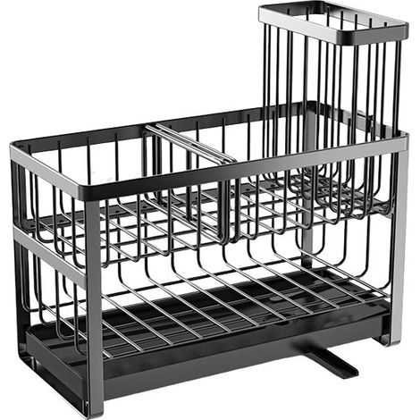 Schwammhalter für Küchenspüle, Schwammhalter für Küchenspüle, Schwammhalter mit abnehmbarer Abtropfschale, Spülbecken-Caddy, Küchen-Organizer (2 Ebenen)