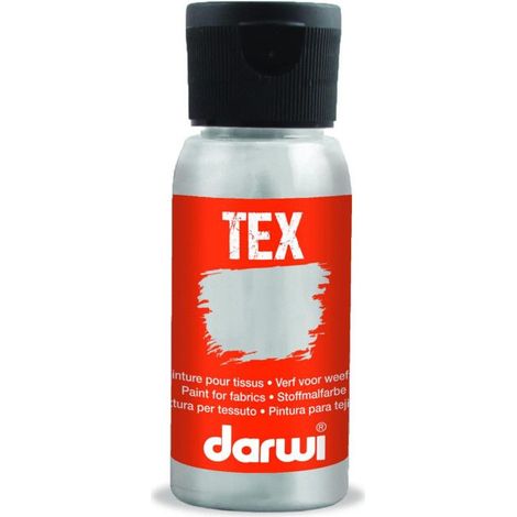Peinture pour tissus - Gris clair - Opaque - Peinture à l'eau - Tex - Darwi - 50ml