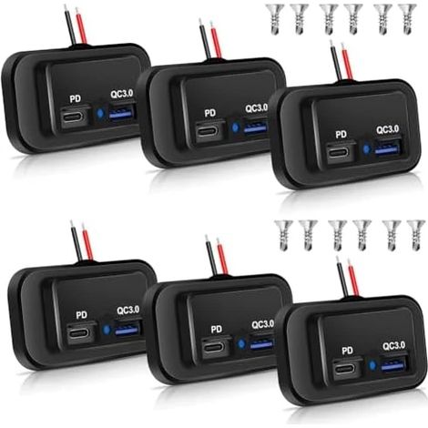 Chargeur de bus USB pour camping-car, 6 prises USB 12 V/24 V, 2 ports USB-C PD3.0 et 1 port USB-A QC3.0 à charge rapide, montage sur panneau. (1/5)