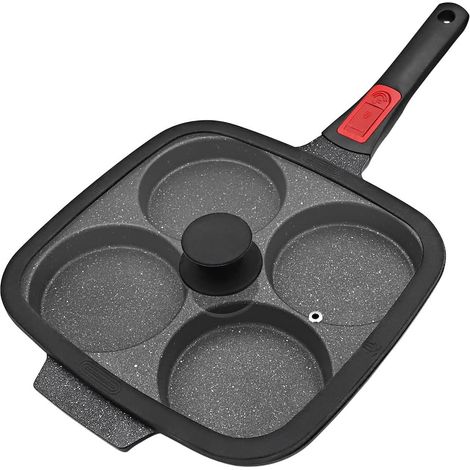 Large Pancake Pan with 4 Cavities 26 x 24 cm with Lid (1/5)