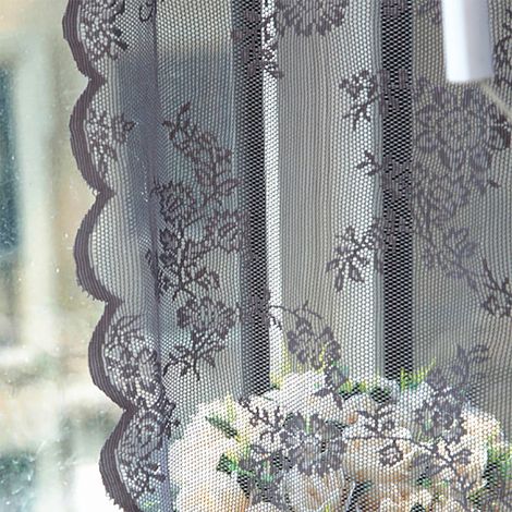 Rideau Voile - Broderie Fleurie - Poche Pour Tringle - 180 x 145 cm - Pour Salon Chambre Fenêtre Extérieure - 1 Pièce (1/4)