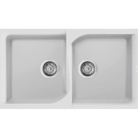 Lavello Elleci Incasso 2 vasche 86x50 Ego 450 Granitek Bianco LGE45068