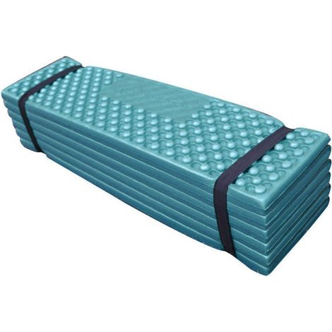 Tapis de sol pliable matelassé PVC doux épais double alvéoles pour camping extérieur vert foncé noir 186x57 (1/5)