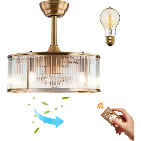 45cm Luminaire de plafond avec ventilateur doré, luminaire de plafond classique avec ventilateur et télécommande pour salle à manger et chambre à coucher, Luminaire (1/5)