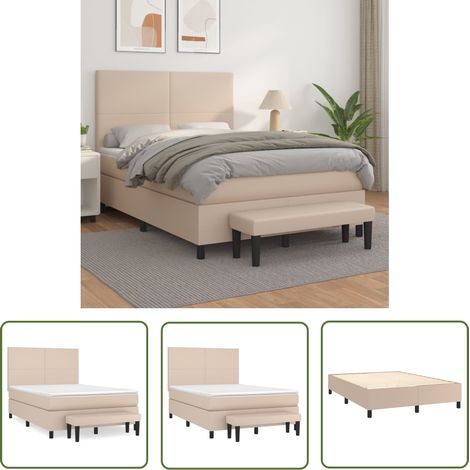 The Living Store Boxspringbett Matratze Cappuccino-Braun 140x200cm Kunstleder - Boxspringbett - Betten - Schlafräume - Kunstleder Möbel - Doppelbett