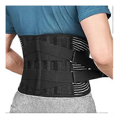 Ceinture de soutien lombaire Black M : Maintient votre dos et vos lombaires en bon état, soulage la douleur, 4 ressorts de soutien, double sangle réglable pour hommes et femmes (1/5)