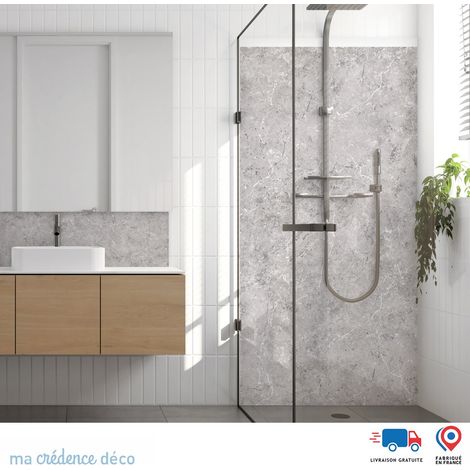 Panneau de douche : Marbre de Vernaza - Couleur Gris platine - Alu composite - 90 - 245 (1/3)