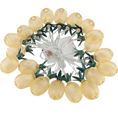 Guirlande Lumineuse En Métal Ajouré Forme Ananas Alimentée Par Pile - 20 LED - Pour Décoration Intérieure Et Extérieure