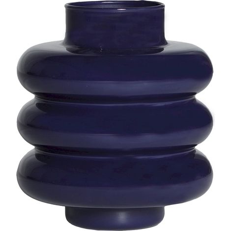 Vase art déco en verre bleu finition laquée élégante - Bleu laqué intense (1/4)