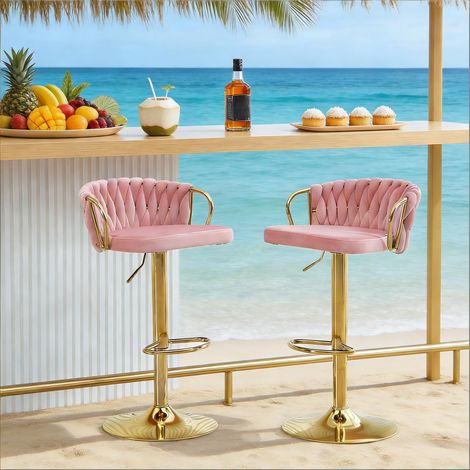 Chaise de cuisine confortable, chaise de café, tabouret de table à coussin souple, élégants tabourets de bar, chaise de cuisine, chaise de café (lot de 2 tabourets de bar) (1/5)
