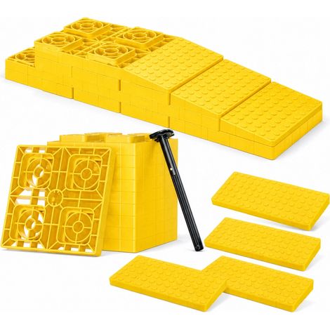 Wiltec RV Leveling & Stützplatten Komplettset 10 Unterlegplatten bis 13,5 t plus 4 Abstützplatten 218 x 110 x 25 (14) mm aus HDPE (1/5)