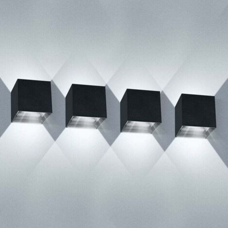 XVX Lot de 4 Appliques Murales LED Intérieures 12W, Appliques Murales Extérieures Étanches IP65 avec Angle de Faisceau Réglable, Design Moderne en Blanc Froid pour Salon et Chambre, Lumière Chaude (Bl (1/4)