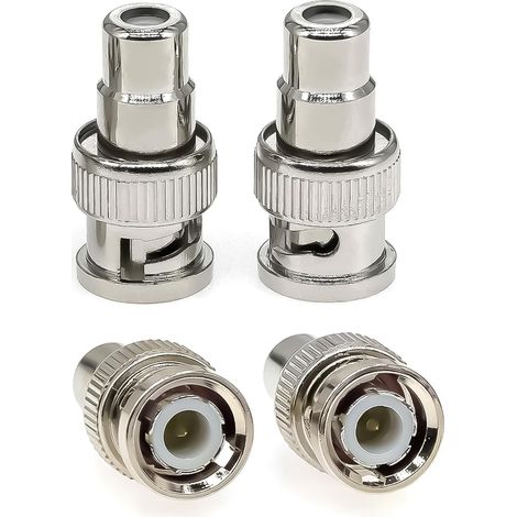 Lot de 4 adaptateurs coaxiaux BNC mâle vers RCA femelle, coupleur BNC RCA adaptateur convertisseur en cuivre pour moniteur de télévision/caméra de sécurité/systèmes de surveillance/systèmes (1/5)