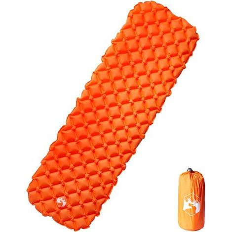 Matelas de camping gonflable orange une place, dimensions : 190 x 58 x 6 cm (1/5)