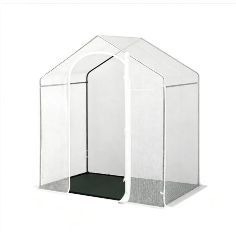 Invernadero de terraza de PE con puerta enrollable y estructura de acero, 200 x 80 x 200 cm (1/4)