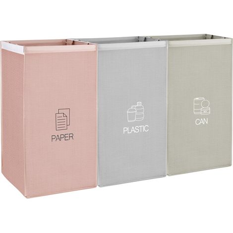Système de tri sélectif triple pour papier, verre et plastique - Système écologique de recyclage - Sacs d'organisation résistants et réutilisables (1/5)