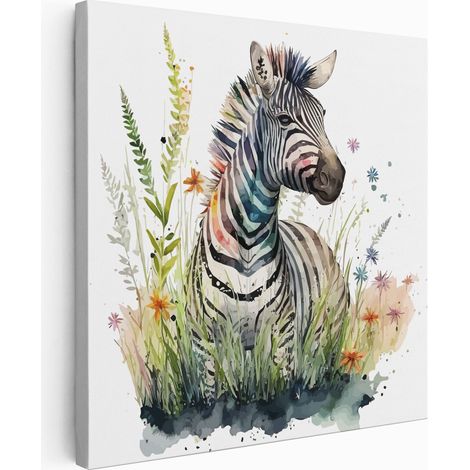 Tableau toile Enfants Carré - Zèbre - 20x20 cm (1/2)